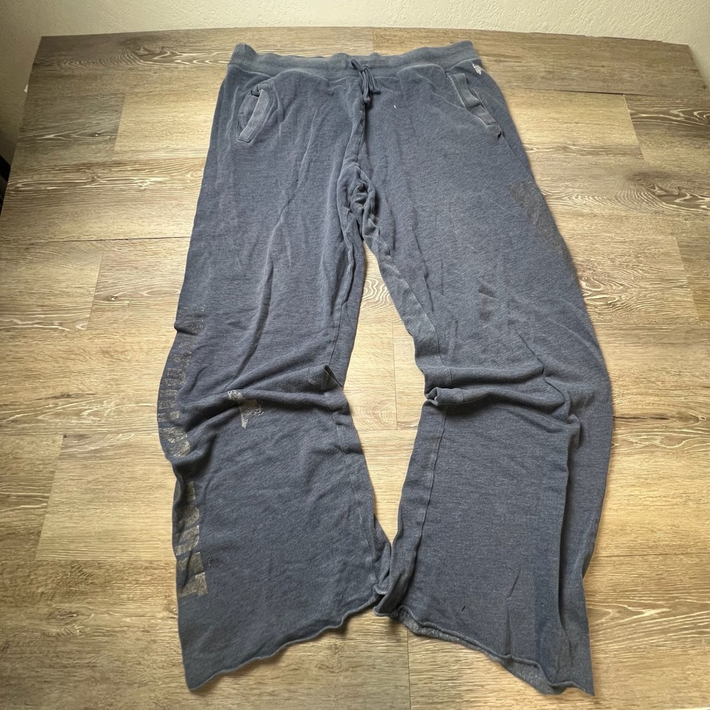 Unbranded Wide Leg Sweatpants Mens XL Navy Blue Distressed Baggy Grunge Y2K